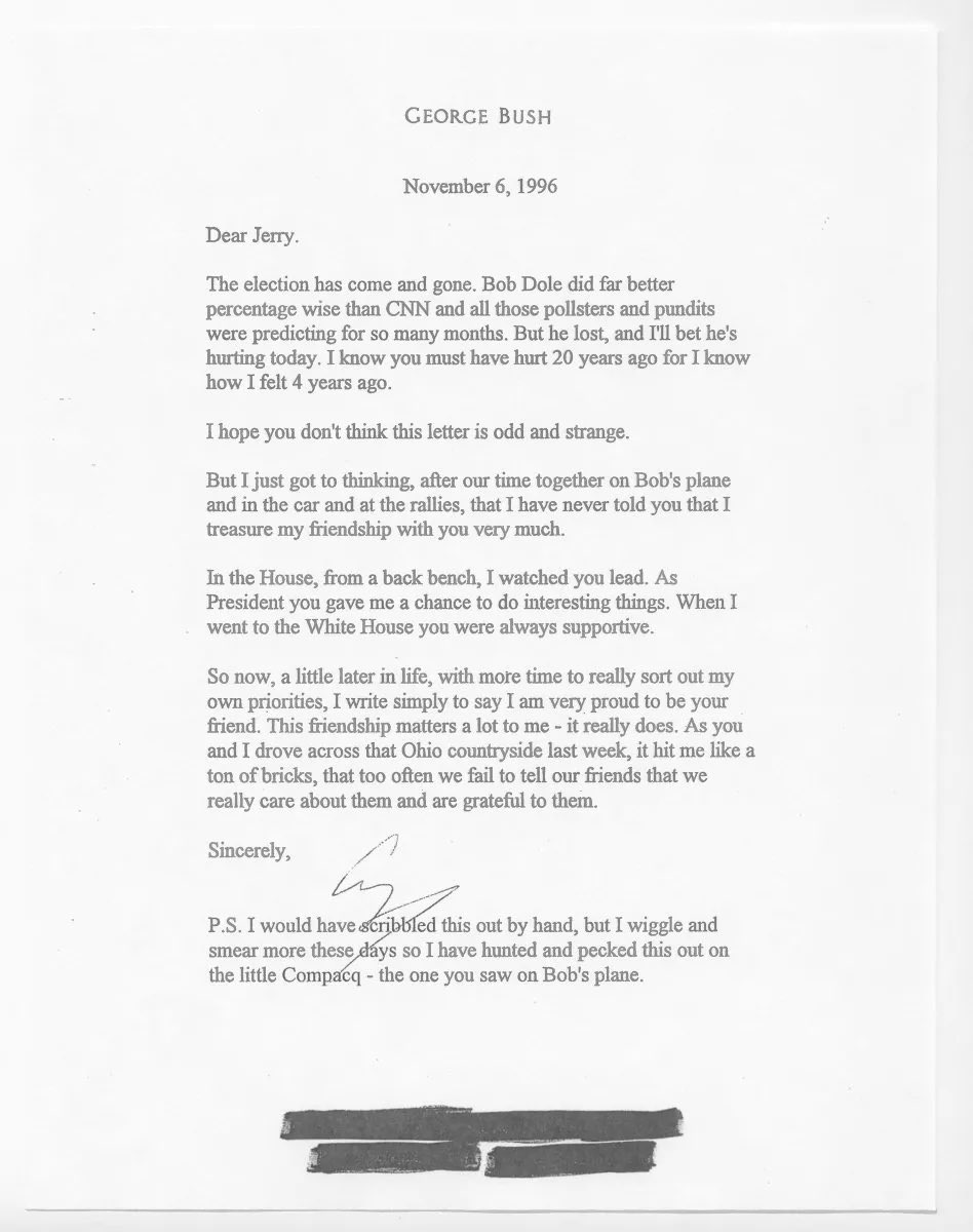 Prez George H. W. Bush’s letter to ex-president Ford. This is what Twitter needs. What if we all committed to writing our friends today?