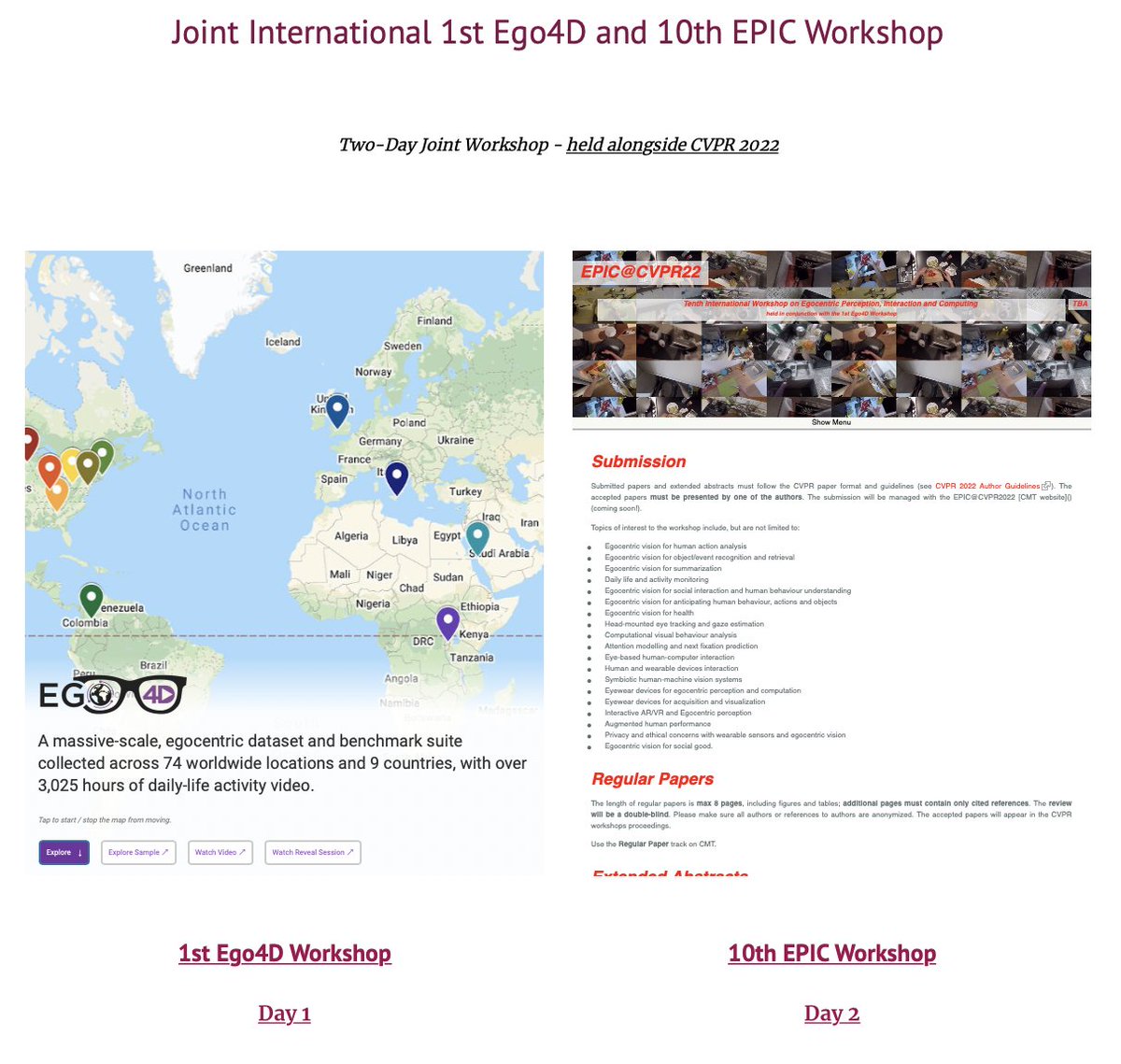 CFP <a href="/CVPR/">#CVPR2026</a> 2-Day Joint 1st #Ego4D &amp;10th #EPIC workshop.
Papers &amp;Challenges [thread 1/N]

**Published proceedings #IEEE #CVF deadline** 21 Mar
Peer-Reviewed novel contributions
Submission details: eyewear-computing.org/EPIC_CVPR22/su…