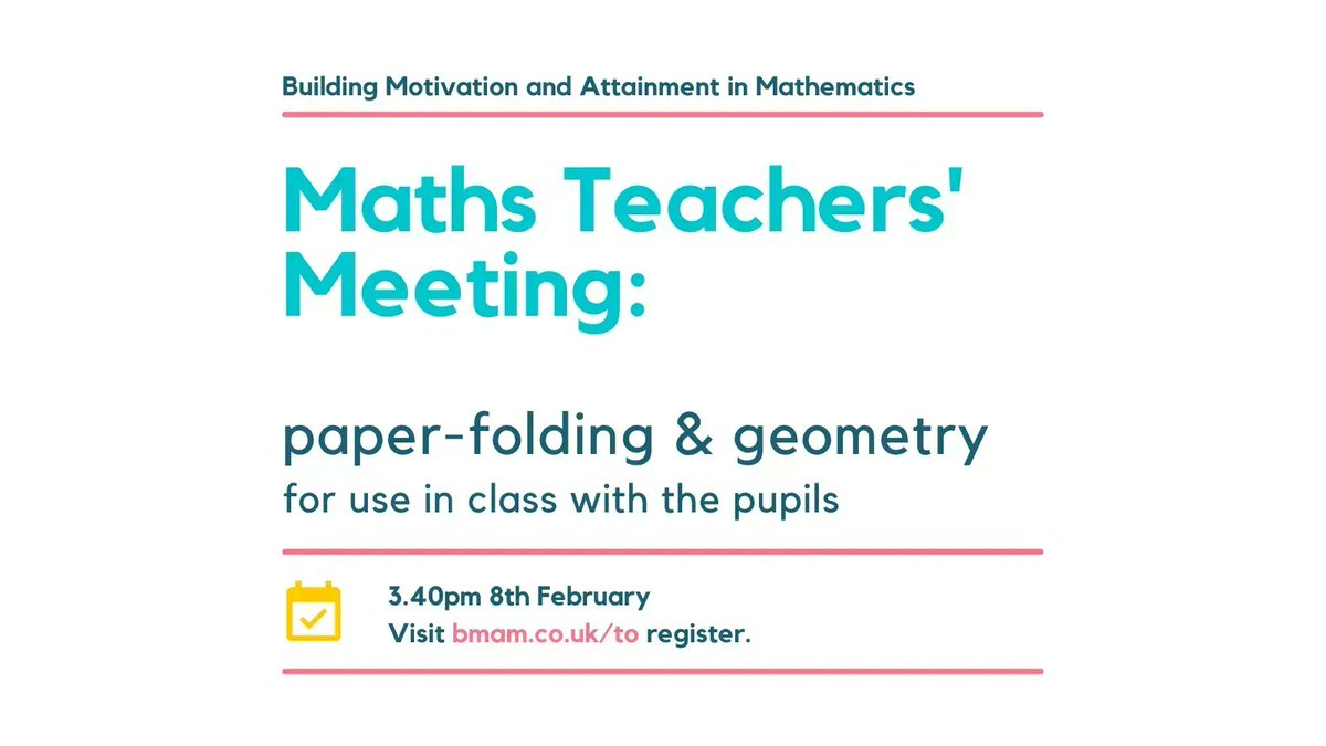 TOMORROW | Free #Maths resources for KS3 and KS4 - paper folding and geometry. Join us on Tuesday 8th February. 

Register TODAY for your free place: buff.ly/3E4tyEu