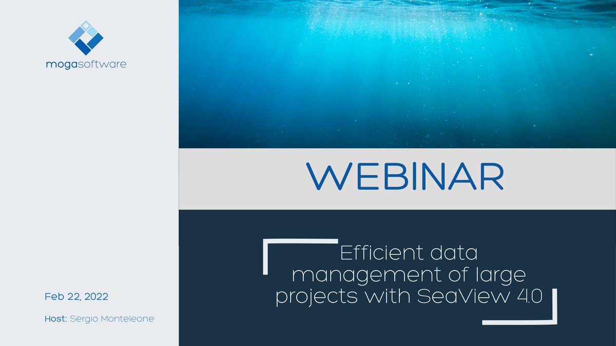 mogasoftware's tweet image. Webinar alert!
Feb 22 - Efficient data management of large projects with SeaView 4.0

Click here to register: us02web.zoom.us/webinar/regist…