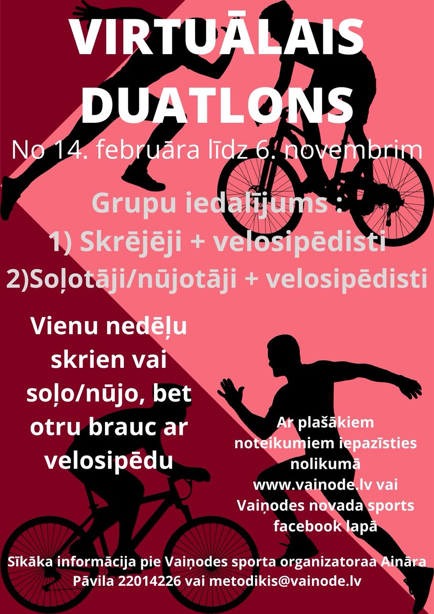 VainodeEmbute's tweet photo. Virtuālais duatlons no 14.februāra līdz 6.novembrim
https://t.co/LXQY65dfLY https://t.co/VPLSTwrKfM