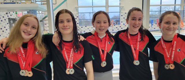 Comhghairdeas le Cathy Madden, Sorcha Ní Riain, Lauren McGrath agus Éabha Manoras - Silver in the Junior Girls 200 Metre medley relay in the Munster Schools Swimming 2022. <a href="/gclsport/">GCL Spórt</a> @LCETBSchools
