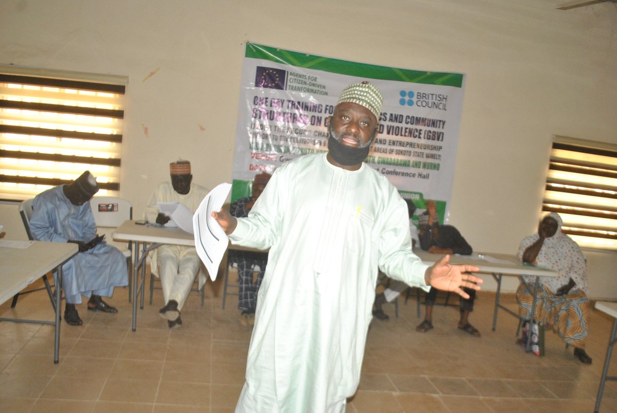 <a href="/I4Youth/">I4Youth</a> organised a 1day training 4 CBOs &amp; WDCs on Gender Based Violence (GBV) in Gwadabawa L/G on Wed, 2nd Feb, 2022. sponsored by <a href="/EUinNigeria/">EU in Nigeria 🇪🇺🇳🇬</a> implemented by <a href="/ngBritish/">British Council</a> under the <a href="/EUACT/">euact</a> project