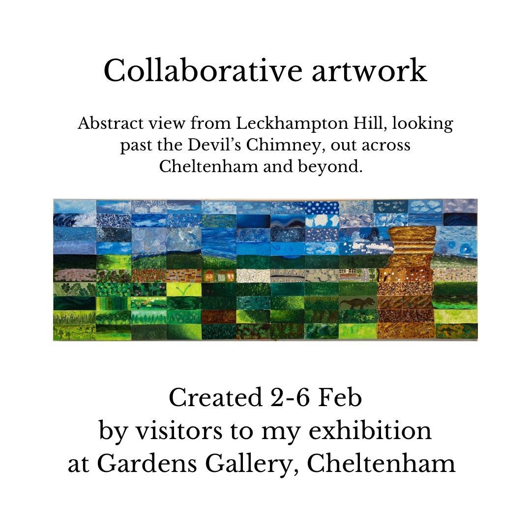 SarahGoddard23's tweet photo. I am in the @gardensgallery admiring the fantastic #CollaborativeArtwork that has been created by visitors to my #ArtExhibition over the past five days.
If you took part, can you spot your piece?
I’m here till 5pm today if you’d like to come and see the #artwork.
#Cheltenham https://t.co/toa8MDBhGC