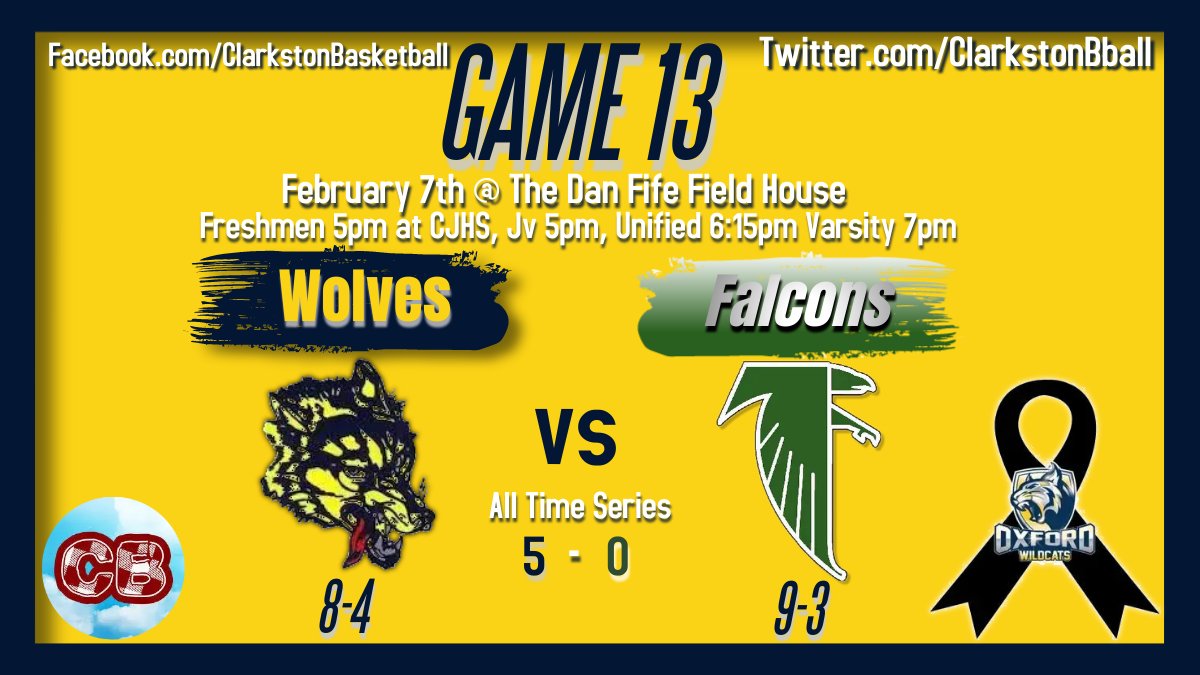 Clarkston Basketball (@clarkstonbball) on Twitter photo Game Day 13
- Wolves Host <a href="/GrovesHsBBall/">Groves HS Basketball</a>
- <a href="/CHSunifiedbball/">Clarkston Unified Basketball</a> 6:15pm start right after our JV game.
- ***Jv 5pm Start***
#ClarkstonBasketball Game Day 13
- Wolves Host <a href="/GrovesHsBBall/">Groves HS Basketball</a>
- <a href="/CHSunifiedbball/">Clarkston Unified Basketball</a> 6:15pm start right after our JV game.
- ***Jv 5pm Start***
#ClarkstonBasketball