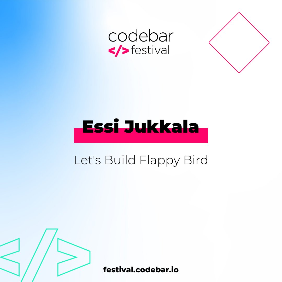 codebar's tweet photo. Remember Flappy Bird?

If so, do you know what is better than playing Flappy Bird, building your own Flappy Bird!

Closing out our advanced track on the coding day of codebar Festival 2022 is @essijukkala with a Let's Build Flappy Bird workshop 🐤

🎟https://t.co/kw10ncUq6F https://t.co/Xy1O9uVXeq