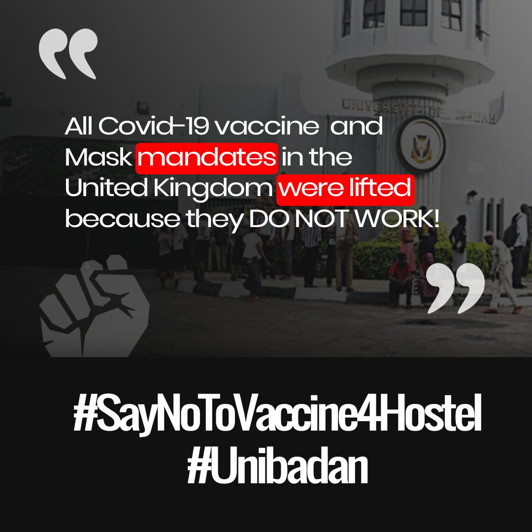 PriestJagaban's tweet photo. Mandating Vaccination for Accommodation in UI is a Violation of our Fundamental Human Rights! It is Discrimination and Pure Evil! 
@Unibadan
 
@studentsunionui

#SayNoToVaccineForHostelUnibadan
#sayNoToForcedVaccinationUnibadan

#ProfAdebowale
#UIVC #UIdeanofstudents
#UNIBADAN https://t.co/gmAEqO5C0d