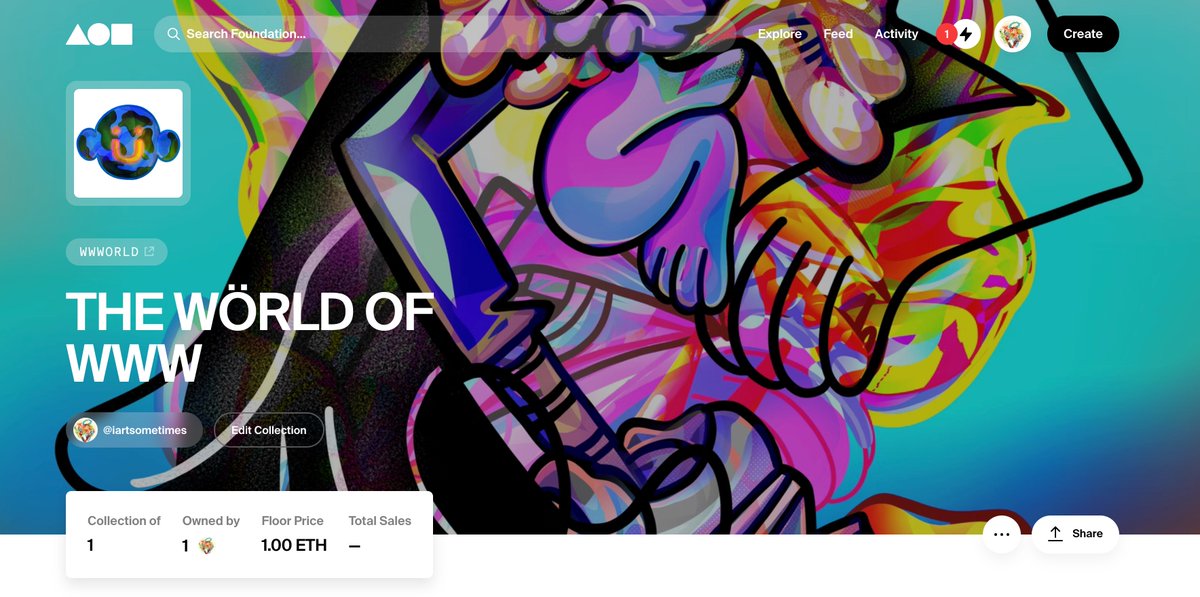 iArtSometimes's tweet photo. A NEW COLLECTION ON @withFND &amp; @opensea. MY FIRST. THE WÖRLD OF WWW. ART FIRST, ART FOCUSED, ART ONLY. NO UTILITY. NO ROADMAP. JUST IDEAS. https://t.co/JyMURfXPhH https://t.co/s0pw3uythg
