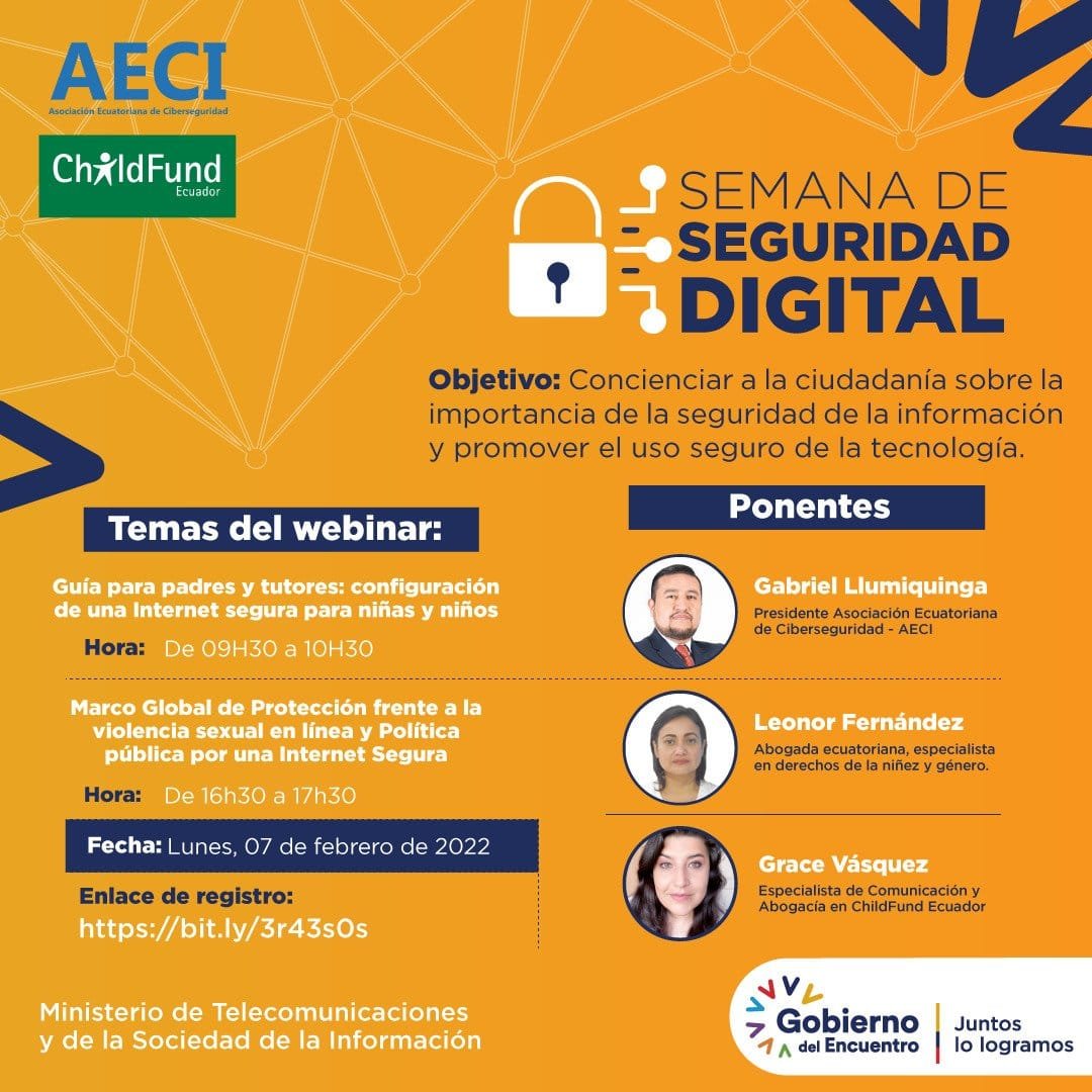 CanelaInfo's tweet photo. En el marco de la #SemanaDeSeguridadDigital te invitamos a participar en los webinars que abordarán temas como guías para padres y tutores,  protección e Internet segura. 
🗓️ Lunes, 7 de febrero
⏰ 09:30 y 16:30
👉 https://t.co/eFU8g6ZPMf https://t.co/WpAHwgH2VR