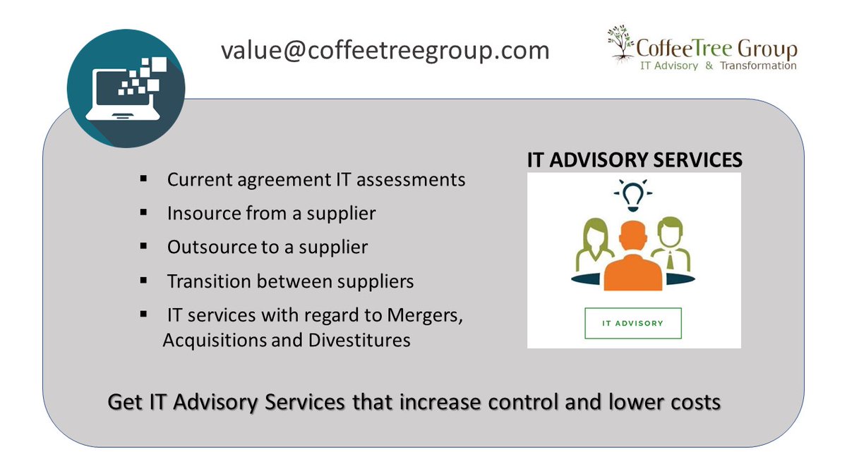 JimWardrop1's tweet image. We help companies free up their highly skilled people with our IT Advisory Services.  value@coffeetreegroup.com  248-526-3315  coffeetreegroup.com/itconsultingse…