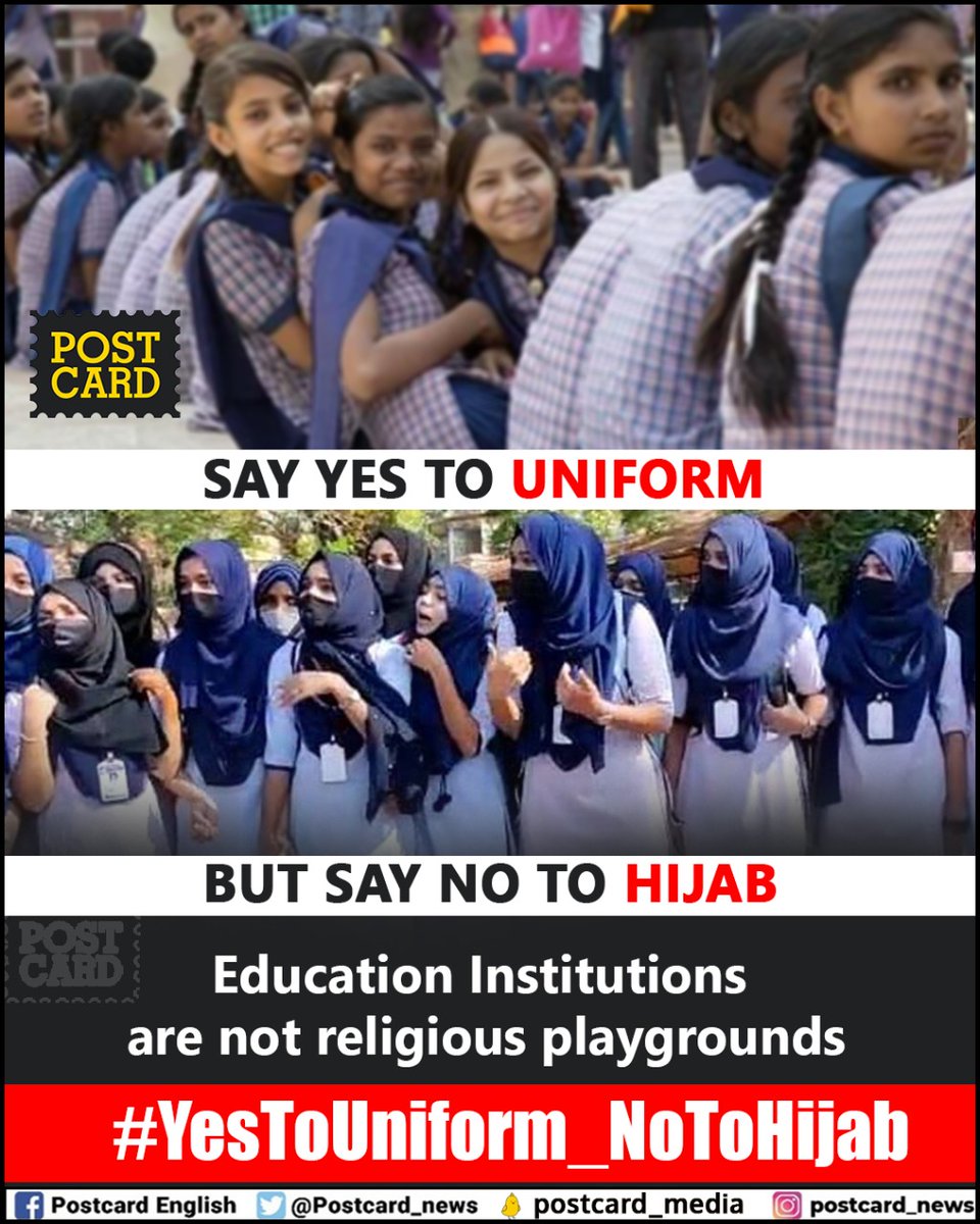 anki_neerpaje's tweet image. Nobody opposes wearing what we wish to wear, anytime, even in public places. 

But Educational Institutions have certain rules and at any cost, we must abide by it. And these rules are not layed today, but are followed since ages! Why, new havoc now?

#YesToUniform_NotoHijab