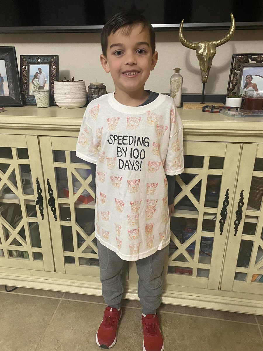MrsC0achT's tweet photo. Landry is feeling his #100DaysOfKindergarten swag today! ๐ฅฐ๐๐๐จ https://t.co/hKsWyXYZTj