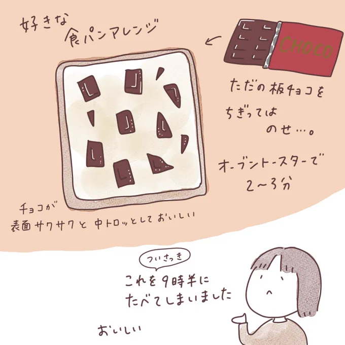 日記まんが「夜の食パン」
 #ボンヤリ日記まんが 