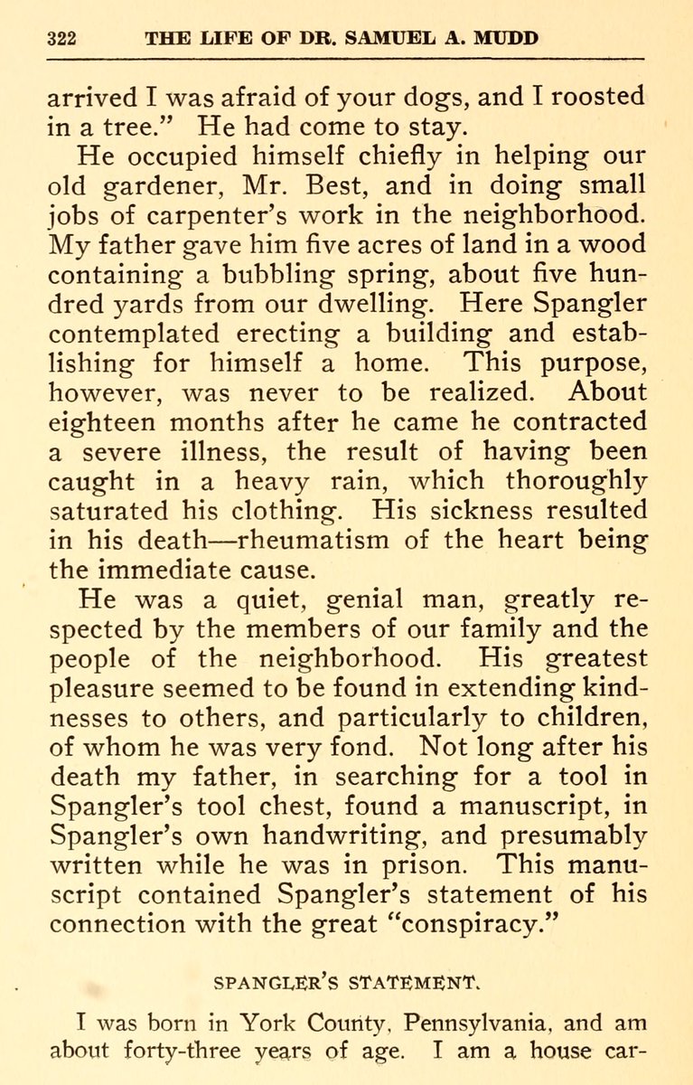 LinConspirators's tweet photo. #OTD Feb. 7, 1875: Former @fordstheatre carpenter #EdmanSpangler died at the age of 49 at the @DrMuddHouse. Though convicted &amp; sentenced to 6 years, most historians consider Ned to have been innocent but we’ll have to wait for @HvyMtlHistory’s upcoming book to be sure. 😉 https://t.co/goTXri6jMO
