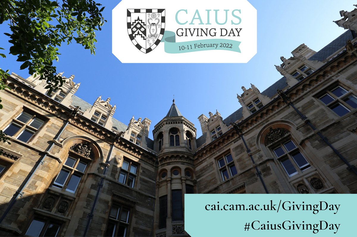 Join us for #CaiusGivingDay across 10/11 February! We’re asking Caians and friends to help provide life-changing opportunities for students. You can learn about what we’re doing, share your College stories and donate. Save the date and discover more at cai.cam.ac.uk/GivingDay!