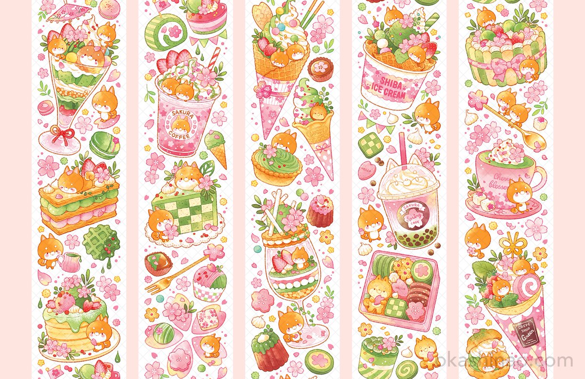 okashinao's tweet photo. 【お知らせ】Cat knows allさんのオリジナルマスキングテープ用のイラストを制作しました。桜と抹茶がテーマの「お花見シーズン限定」です🍡✨

Artworks for "Cat knows all". The theme is SAKURA and MATCHA🌸🌸🌸

Cat knows all
https://t.co/dnlDWQWr2a

#海外マステ #washitape https://t.co/hIxeyHMG3V