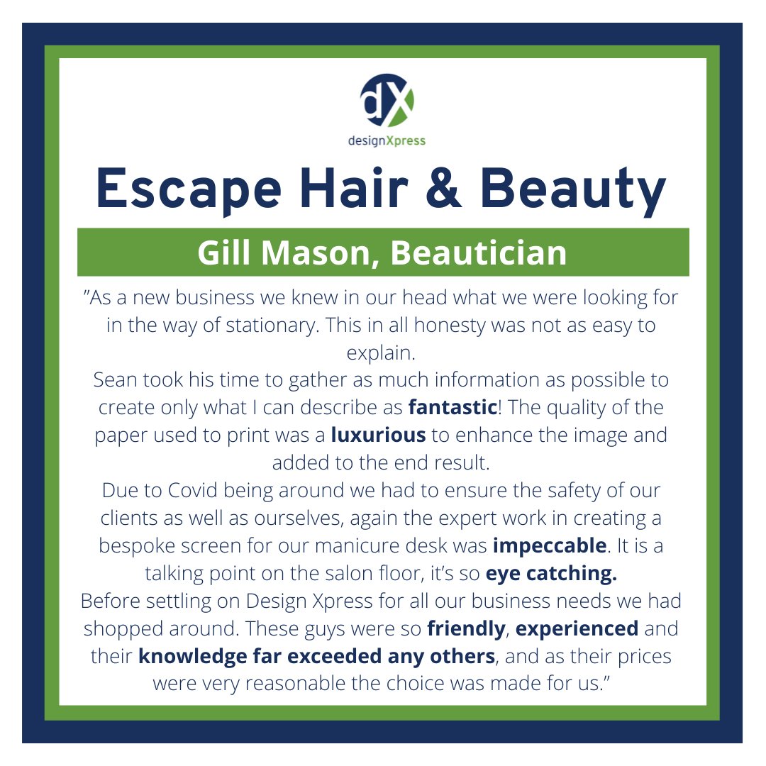 We had the privilege to work with the wonderful Escape Hair &amp; Beauty in County Durham. They requested a welcoming and relaxing salon, and we were thrilled to hear that we delivered. 

How kind are their words? 💞

designxpress.co.uk/case-study/esc…

#graphicdesign #design #art #illustration