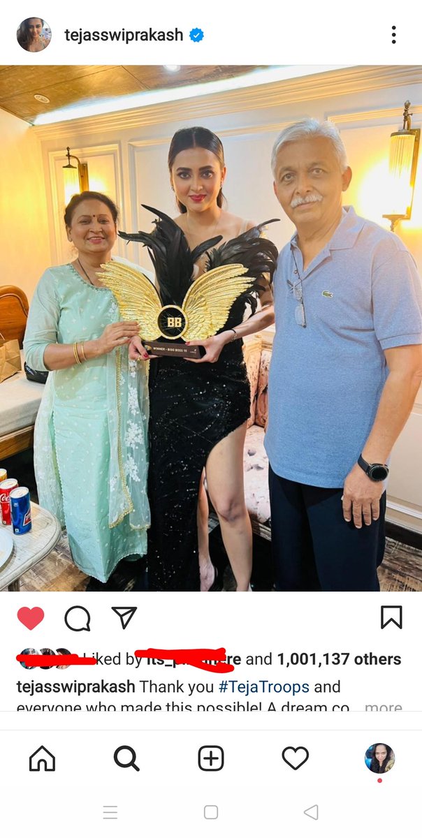AishaKathia's tweet photo. Girl winning post got 1M likes in just few hours.
And you say shes not popular.
Go and check lasts posts of other contestants &amp; previous winners

PHOENIX TEJASSWI CONQUERED
#TejasswiPrakash https://t.co/dcL4Tuc2HO