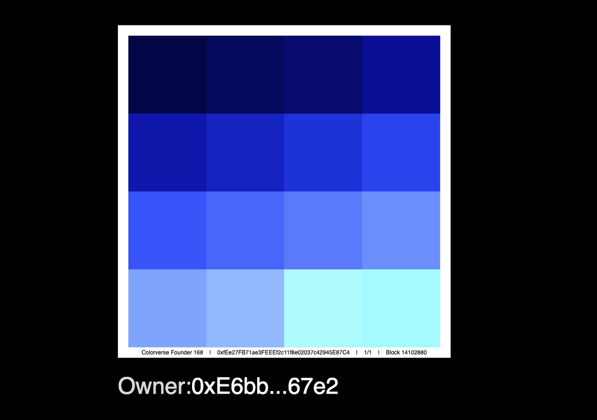 Founder Token #168: 
We envision Colorverse tokens as the building blocks for collaborative, composable, generative, on-chain art of the future.