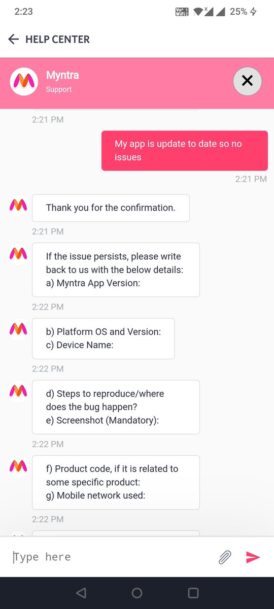 Ranjeith1's tweet photo. @myntra
Really fed-up with your service, when customer comes with a complaint assist them with proper solution. Support PPL are asking to write steps to reproduce about the issue🤦 https://t.co/AZOiPMEKzR