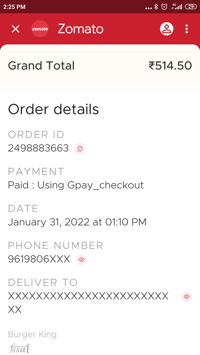 kalyanipavan's tweet photo. @zomatocare @zomato I have orderd from @BurgerKing. i paid online too using G pay. yet neither i have received my order or did i get my payment back. Is this your service? https://t.co/VRZk4bYFuL