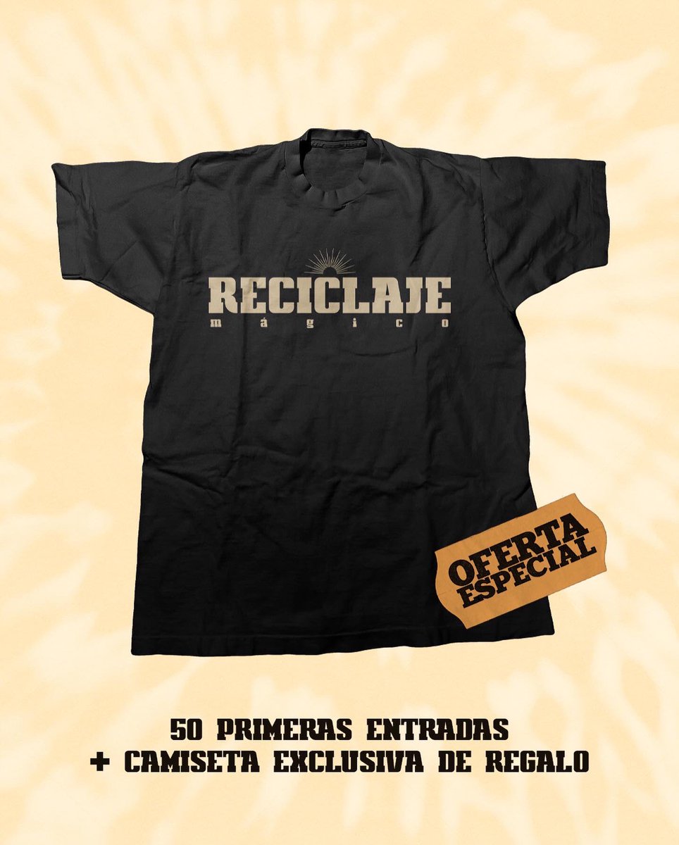 ReciclajOficial's tweet photo. ✨M A D R I D M Á G I C O✨
A las 50 primeras personas que compren su entrada, camiseta exclusiva de regalo!!
🎫 https://t.co/xSIziyeJLx
#reciclajeoficial #magico #nuevodisco #presentacion #concierto #madrid #musicaendirecto #magicotour #arrancamos #eldiscoqueosmereceis https://t.co/j4InPVNK7s