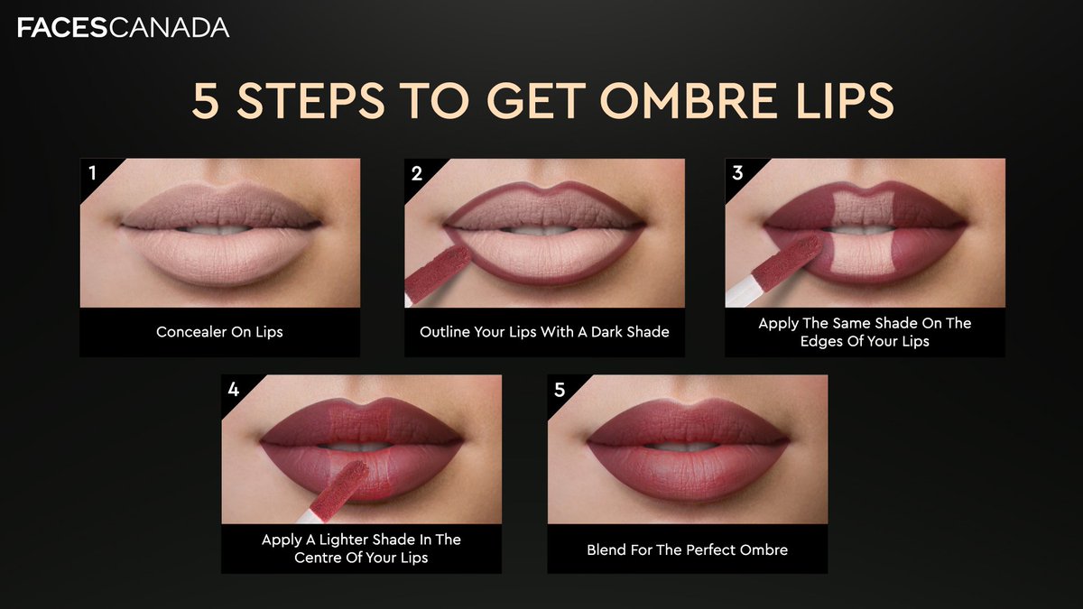There are Ombre Lips and then there are the Perfect Ombre Lips!😍😍 Here's  the only guide you'll need! 1. Outline your lips with a dark shade 2. Apply  the same shade on, image size:1200x675