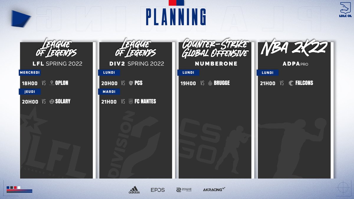 LDLC_OL's tweet photo. DΓ©but de saison pour CSGO, plein de matchs #NBA2k et la #LFL... en physique = grosse semaine en vue ! π€
ποΈ #LFLDays
ποΈ #Div2LoL
ποΈ #NumberOneCSGO
ποΈ #ADBAPro https://t.co/uYOSjLqi8v