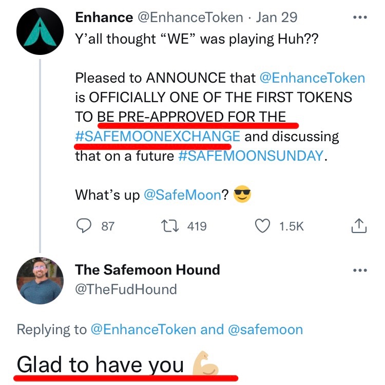 SafemoonWarrior's tweet photo. #EnhanceToken is officially pre-approved for the #SAFEMOON Exchange. https://t.co/Zhh2Dzt4iB