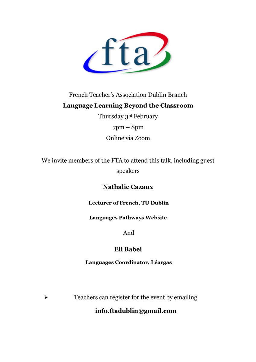Great start of the week - I have been invited to present  languagespathways.ie! #languages #learning #Ireland #France. It's also a good occasion to say hello to <a href="/Leargas/">Léargas</a>_Eli and the @Leargas team #LanguagesConnect #PPLI