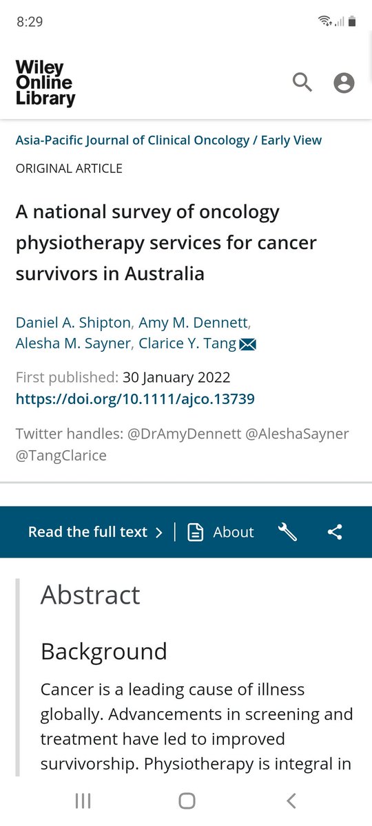DrAmyDennett's tweet photo. Still too few dedicated #physio services for #cancer in 🇦🇺 https://t.co/yDmeNdmwqU check out our latest pub here 👇👇👇 @EH_Research 
 @apaphysio https://t.co/EMRfPhXmFB