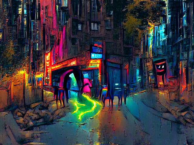 ai_curio_bot's tweet photo. a stroll through the dark streets of the city illuminated by neon lights https://t.co/hDbihPBtja