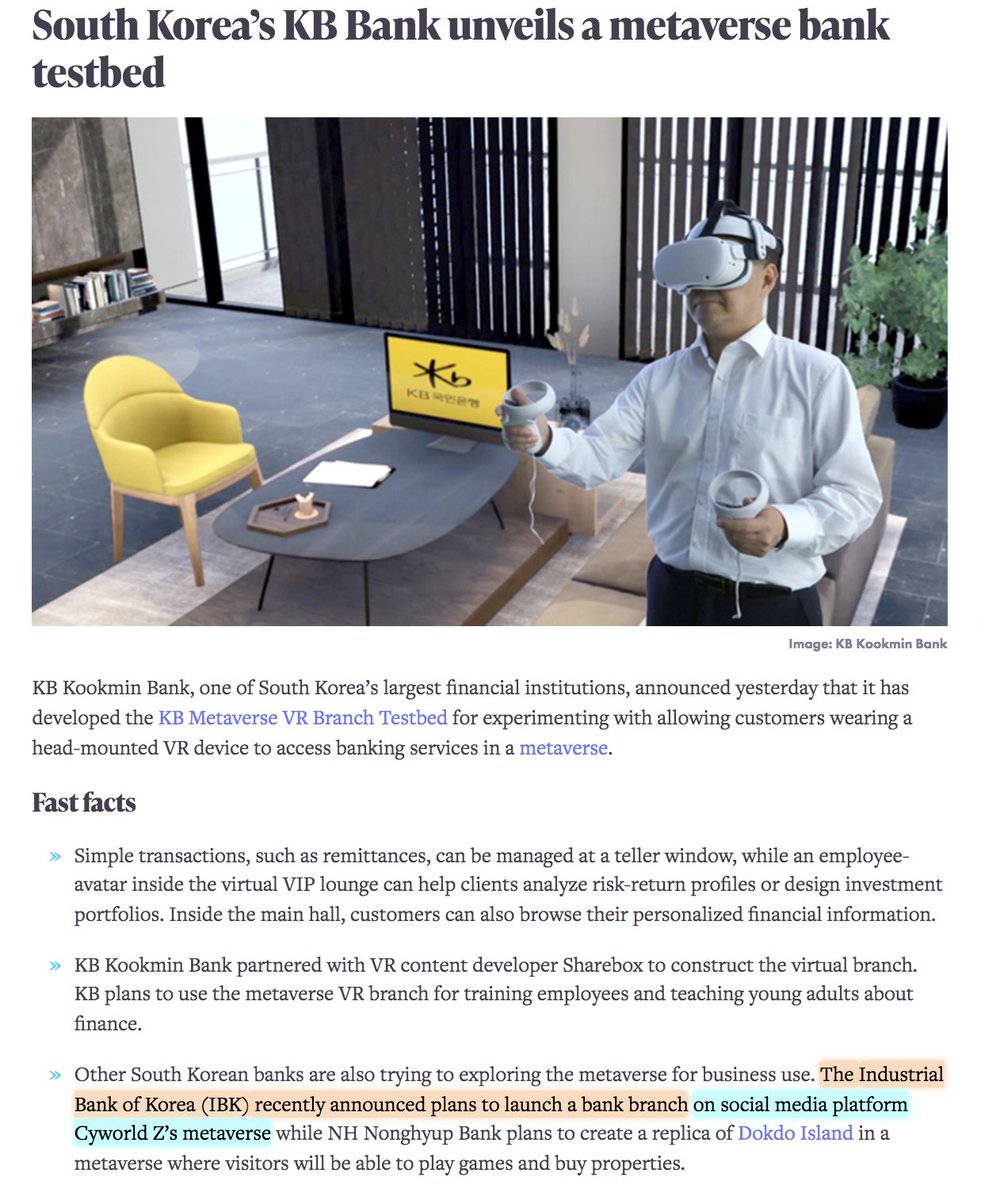 The Industrial Bank of Korea becomes the second S.K. bank with plans to  leverage #Hedera in the metaverse. IBK will be launching a virtual bank  branch on Cyworld Z (@HBAR_foundation partner). $HBAR
