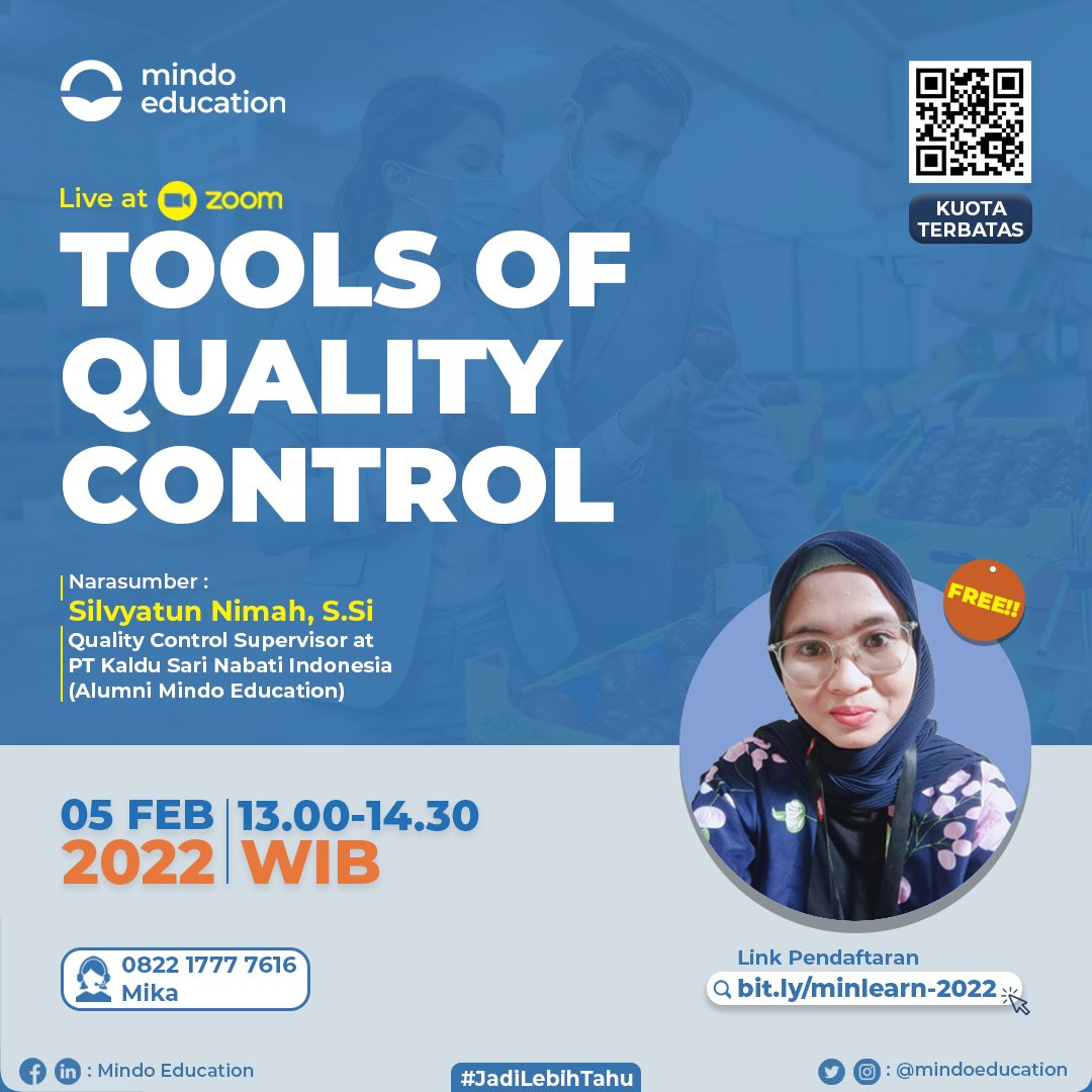 mindoeducation's tweet photo. [KELAS GRATIS Quality Control di Mindo Education]

Quality Control ternyata banyak tools-nya looh!
Apa aja ya tools yang digunakan di industri?

Khusus untuk kamu yang ingin jadi QC, yuk upgrade ilmu kamu dan ikut kelas sharing GRATIS ini! #JadiLebihTau #qctools https://t.co/SPMmPfWl4L