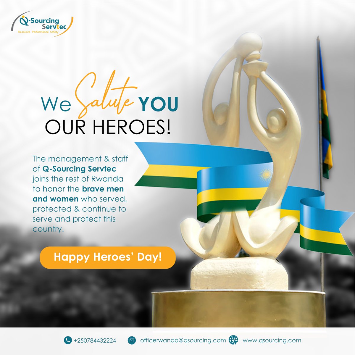 QSSRwanda's tweet photo. We SALUTE YOU 
Our HEROES!
Rwanda is better today because of your sacrifices!
#HappyHeroesDay #Rwanda https://t.co/U3ygoh319A