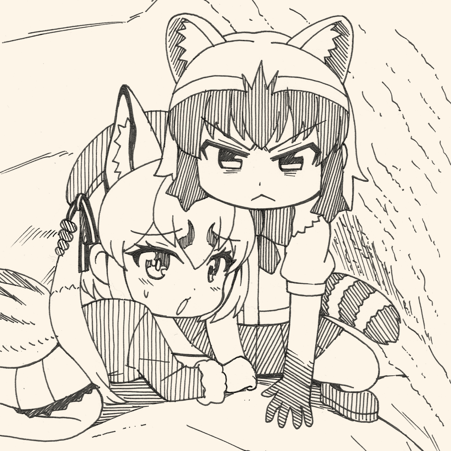 ラクガキアライ この写真を参考にシマハイイロギツネをかばうアライさんを描いてほしいのだ 描いたのだ T Co 9ykngmycel Twitter