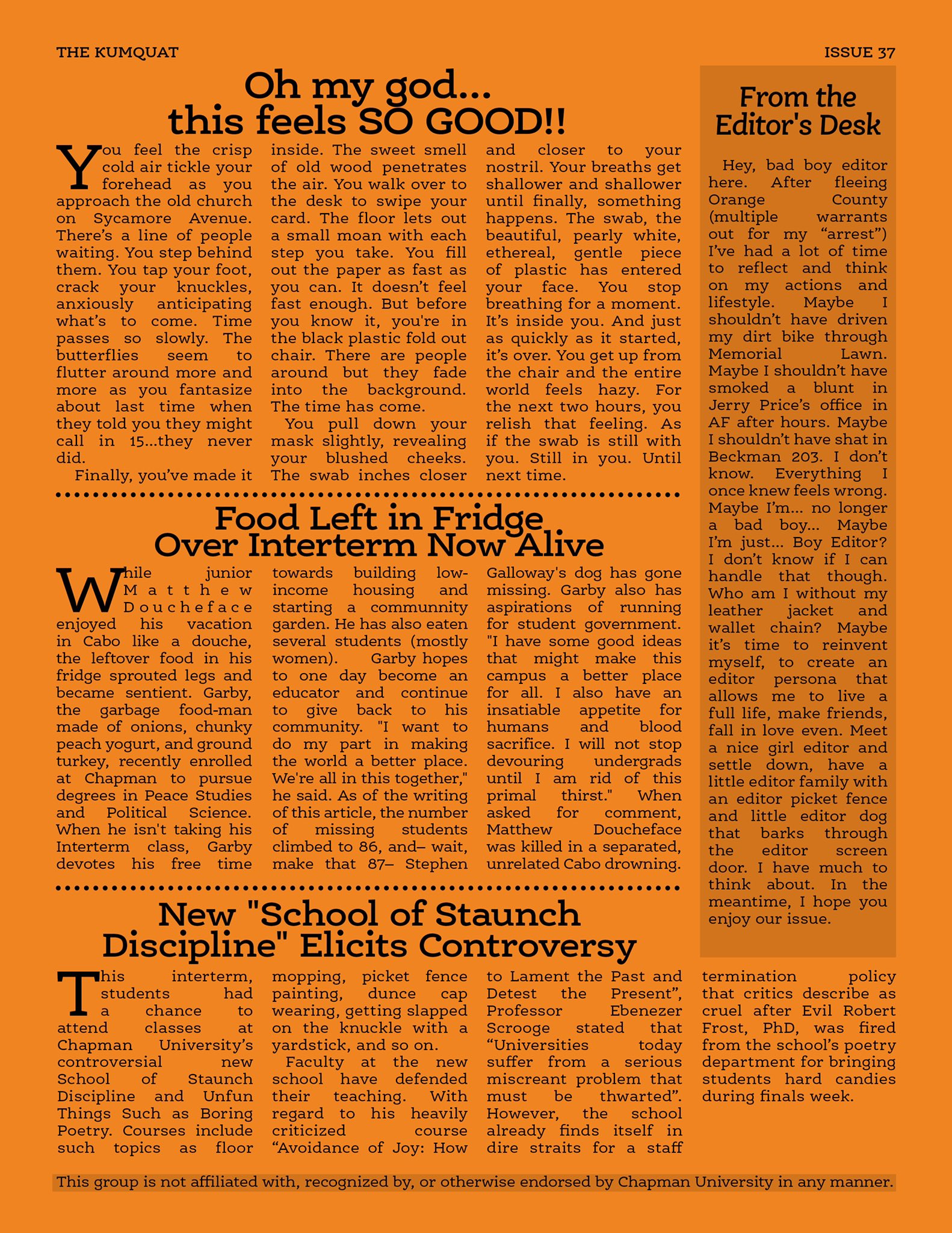 Chapman Finals Schedule Fall 2022 The Kumquat (@Chapmankumquat) / Twitter