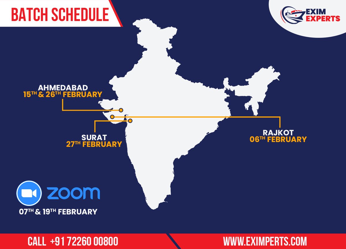 Upcoming Batch Scheduled in Export-Import Management.
Export Import Training
Visit Our Site to Know More: eximperts.com
Call on : +91-7226000800

#Eximperts #February #exportimportbatch