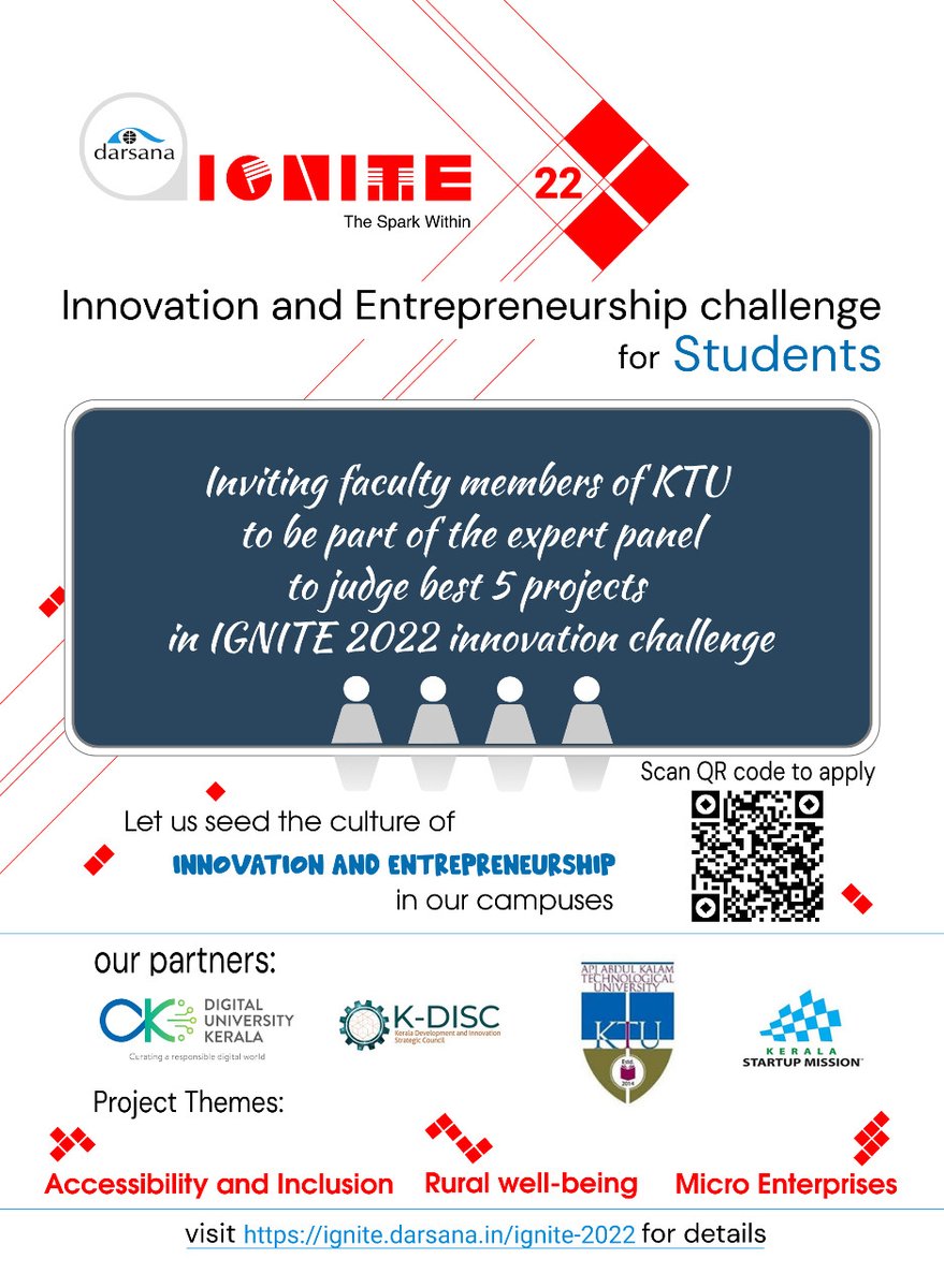 apjaktuofficial's tweet photo. Call for Faculty - Expert Panel of Judges for IGNITE 2022
#KTUFaculty 
#IGNITE https://t.co/xJnZmms1cW