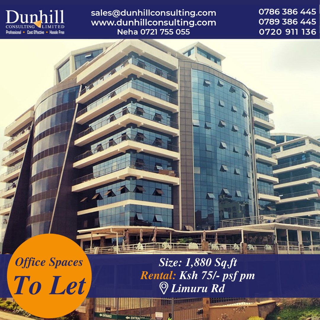 📞0789 386 445 / 0786 386 445 / 0720 911 136

#officetolet #officesapce #workspace #commercialoffice #dunhillconsulting #tolet #officespacetolet #nairobi #kenya #westlands #modern #justlisted #commercialtolet #commercial #realtor #propertyagents #professional #costeffective