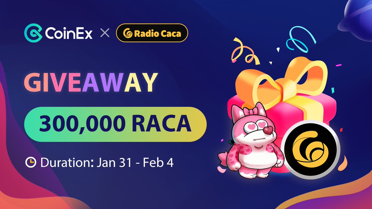 CoinEx Global (@coinexcom) on Twitter photo 🚨 Exclusive Giveaway for 300,000 $RACA 🤩
✅ Follow <a href="/coinexcom/">CoinEx Global</a> & <a href="/RadioCacaNFT/">Follow @RACA_3</a>
✅ RT
✅ Tag 3 friends 👇
⏰ Submission ends 23:59 UTC 4th Feb
🎁 20 winners to share rewards
(Spoiler: we're having an AMA with #RadioCaca next week. Stay tuned for more info!)
#CoinEx 🚨 Exclusive Giveaway for 300,000 $RACA 🤩
✅ Follow <a href="/coinexcom/">CoinEx Global</a> & <a href="/RadioCacaNFT/">Follow @RACA_3</a>
✅ RT
✅ Tag 3 friends 👇
⏰ Submission ends 23:59 UTC 4th Feb
🎁 20 winners to share rewards
(Spoiler: we're having an AMA with #RadioCaca next week. Stay tuned for more info!)
#CoinEx