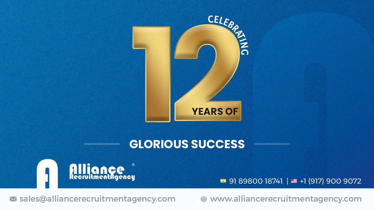 Today marks 12 glorious years of empowering growth and excellence. The legacy continues for years to come. Thank you for being with us in all these years.

#FoundationAnniversary #12yearsinbusiness #success #achievementstory #recruitmentagency