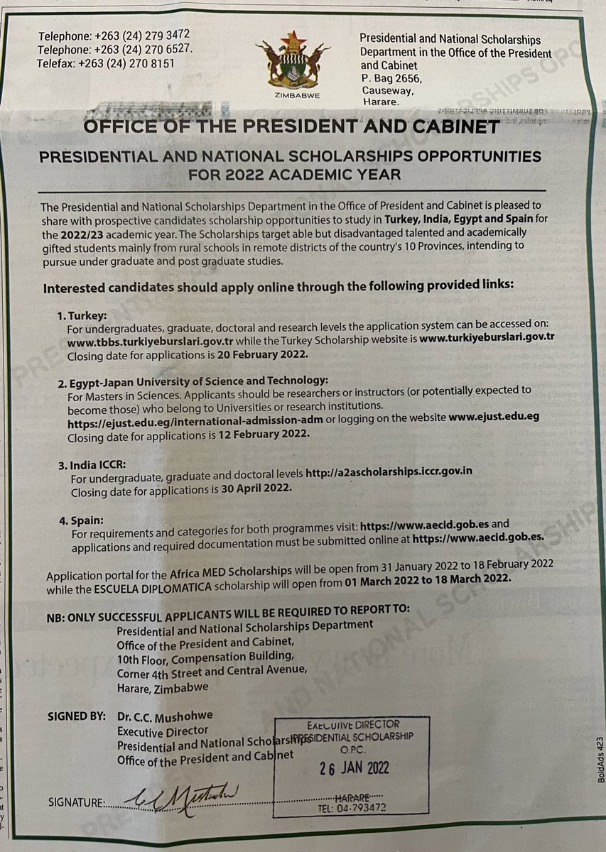 These scholarships target able but disadvantaged talented and academically gifted students mainly from rural schools in remote districts of the country’s 10 provinces. They are for both graduate and post graduate programs.