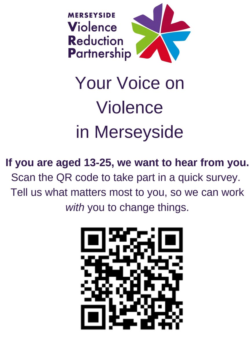 LeadershipASFA1's tweet photo. If you are a parent or carer, or aged 13-25, Merseyside's violence reduction partnership want to hear from you. Please see the posters below to complete a short survey. @ACADEMYSFA https://t.co/Fip97ZG50u