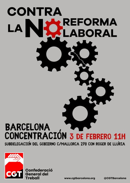 CGTBarcelona's tweet photo. Jueves 3F jornada @CGT en Barcelona x la derogación de la #NoReformaLaboral
🕰️11h
📌 Concentración subdelegación del gobierno  Barcelona:Mallorca 278 
🕰️16h
📌 Formación Reforma Laboral. ¿Todo igual? Sala Eladio Villanueva de @CGTBarcelona
Participación màxima
#DerogacionRealYa https://t.co/w81pMaWOib