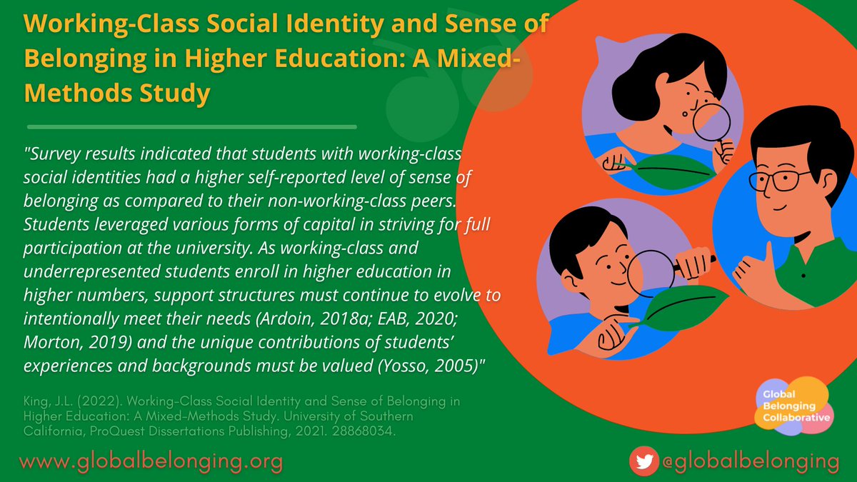 This dissertation by Jessica L. King from the Rossier School of Education at the University of Southern California is a reminder that when it comes to #belonging and #unibelonging of students, we should not make assumptions about certain groups. 

#belonging #belongingatwork