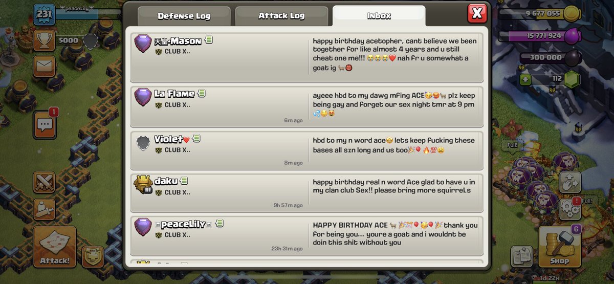 Lily37759743's tweet photo. Shout out to Ace hbd couldn’t do a clan for ya… but 🎉🎊🥳🎉  @KnownAsAce @LaFlameCOC @ClubXClash @KnownAsSkyGod https://t.co/0Q9pVdItGy