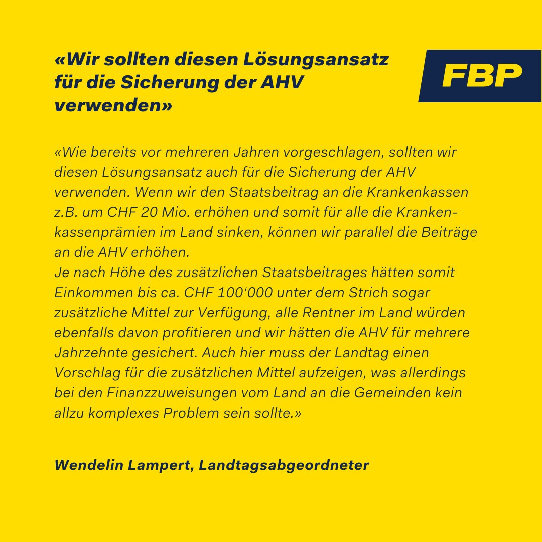 Wendelin Lampert zur Liewo Frage der Woche; "Sollen Rentner von der Franchise befreit werden?"

#FBP #Bürgerpartei #Liechtenstein #FragederWoche