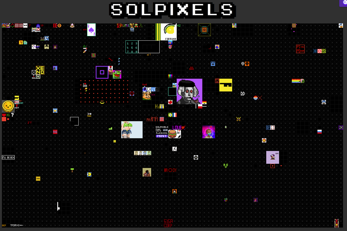 We released adding your own URL to Solpixels #NFT tiles on the board! When you click a tile a window opens with the link! Great way to promote your own project or twitter page!

The URL and image data is stored completely on-chain #Solana 

Example from the @AuroryDaily tiles