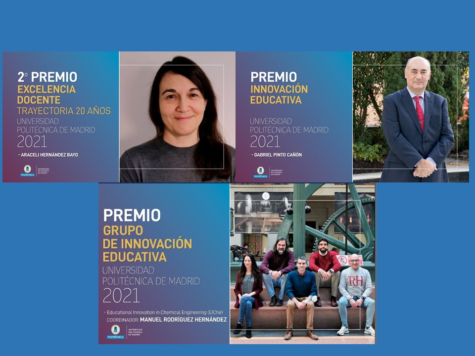 industrialesupm's tweet photo. Queremos felicitar a nuestros docentes por sus premios UPM: Araceli Hernández, segundo premio a la Excelencia Docente, Gabriel Pinto, premio a la Innovación Educativa y premio GIE: Educational Innovation Chemical Engineering (EIChe) coordinado por el profesor Manuel Rodríguez. https://t.co/kkJ62vpMOS